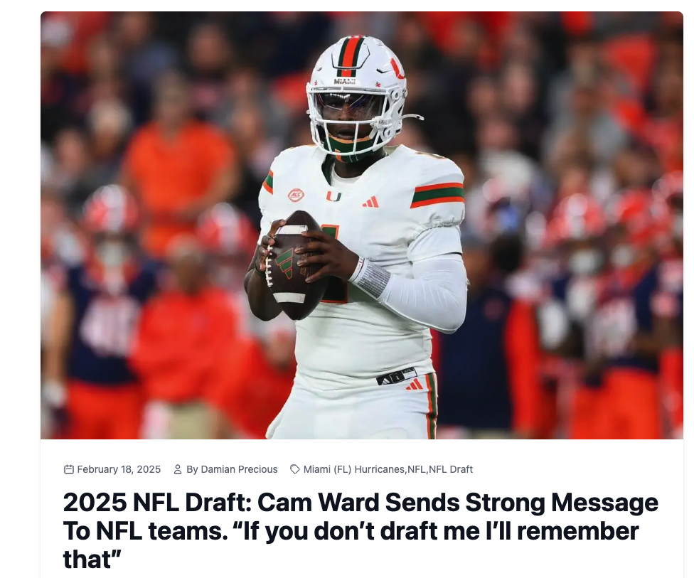 Cam Ward 2025 NFL Draft